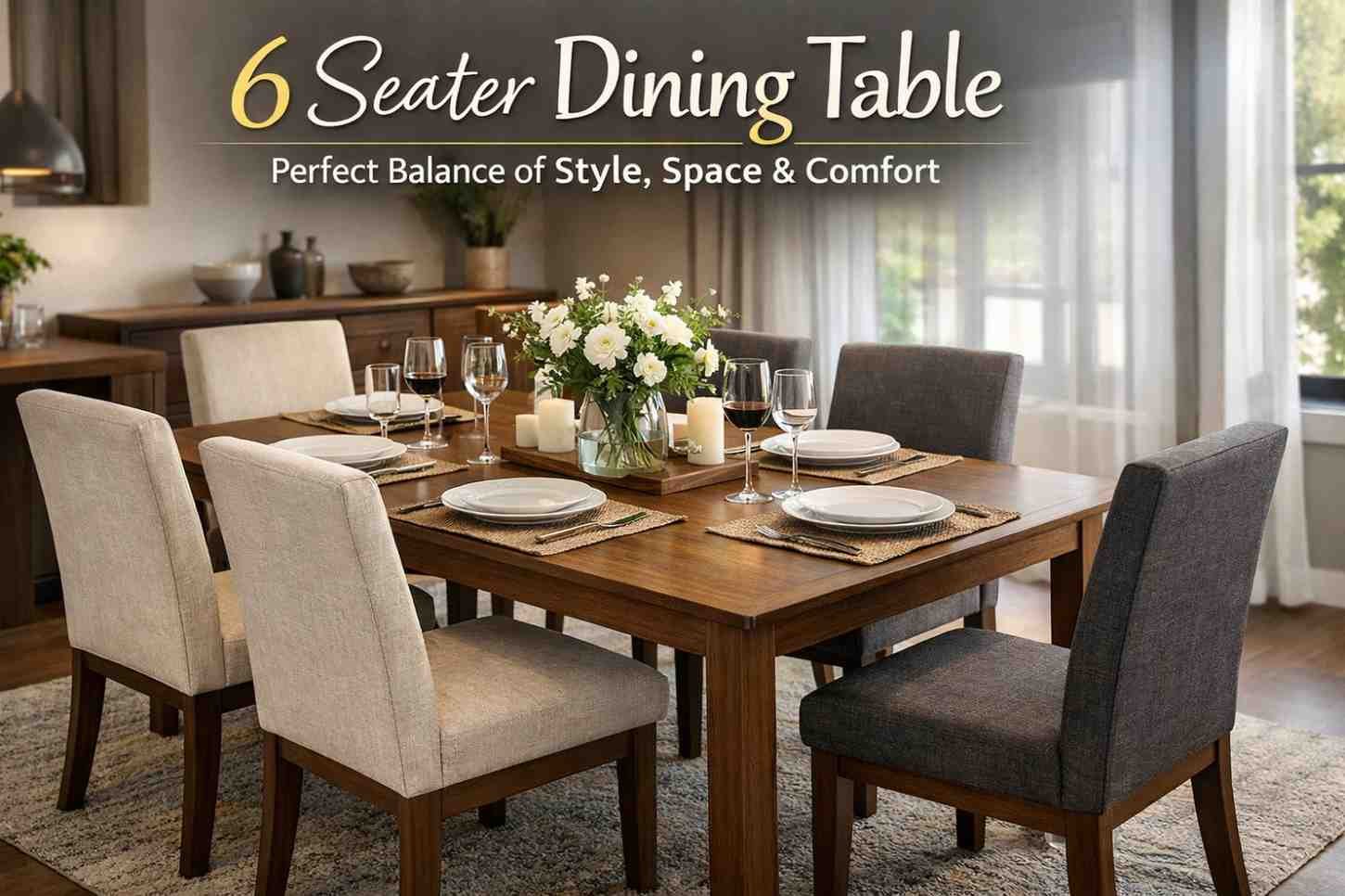 6 Seater Dining Table Perfect Balance of Style, Space & Comfort